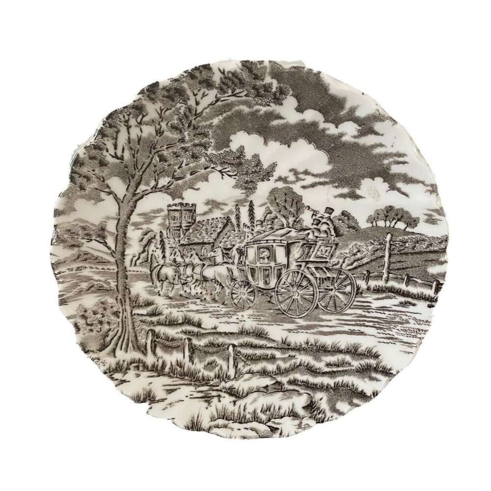 Royal Mail Fine Staffordshire Ironstone Brown Stagecoach Design Plate England